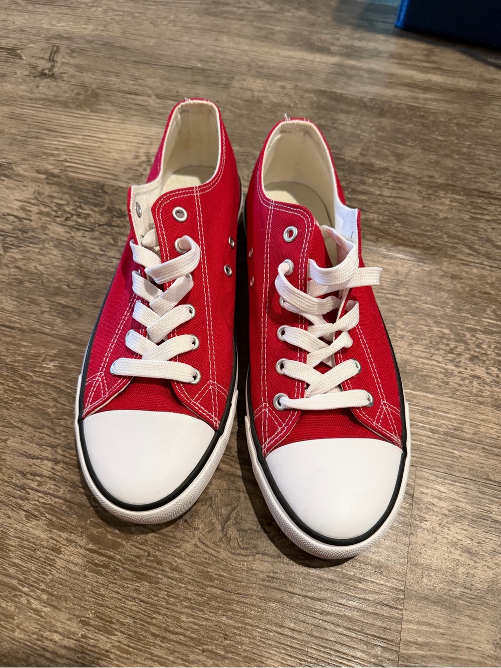 Women’s Low-Top Canvas Sneakers in Red with White Accents